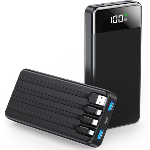 N6 Portable Charger 35000mAh Power Bank - Portable Battery with 4 Built in Cables, 22.5W Fast Charging Battery Pack