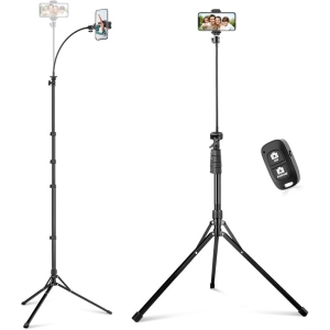 YOULIGHTS 92" Cell Phone Tripod, Selfie Stick Tripod with 16.5" Flexible Gooseneck, Overhead Phone Stand for Video Recording, Photography, Compatible with Phone, Camera