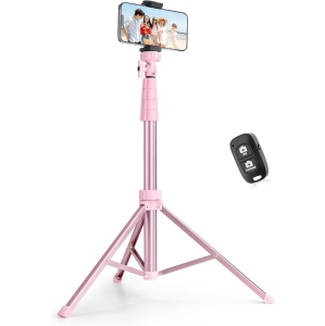 YOULIGHTS 72" Phone Tripod & Selfie Stick, Extendable Cell Phone Tripod Stand with Wireless Remote and Phone Holder, Compatible with iPhone Android Phone, Camera, Pink