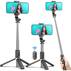 YOULIGHTS Selfie Stick Tripod, All in One Extendable & Portable iPhone Tripod Selfie Stick with Wireless Remote Compatible with iPhone 16 15 14 13 12 11 pro Xs Max 8 7