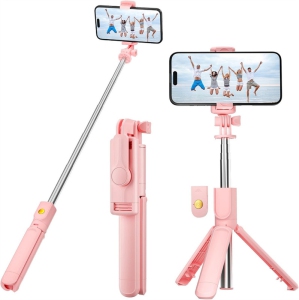YOULIGHTS Pink Selfie Stick Tripod, with Wireless Remote Control, Live Streaming and Video Recording, Compatible with Android, iPhone and More