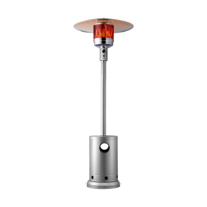 VEVOR Patio Heater for Outdoor Use, 50000BTU Propane Heater Tall Hammered With Round Table Design, Metal Burner and Wheels, Fixed Outdoor Patio Flame Heater for Patio, Party Silver