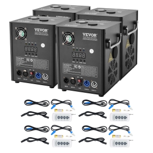 VEVOR 4 Pack Cold Spark Machine, 500W Output Fireworks Controllers, 6.6-13ft Adjustable Height,with Advanced DMX System,LED Screen,Portable Handle, Aluminum Alloy for Stage Wedding