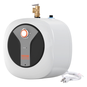 VEVOR 8-Gallon Electric Mini-Tank Water Heater Tank, 1440W Hot Water Boiler Storage, Safety Temperature Pressure Valve, for Kichen Bathroom Restaurant, Shelf Wall Floor Mounted