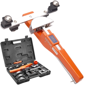 VEVOR 1/4"-7/8" O.D. Pipe Tube Bender, Ratcheting Tubing Bender, 90° Forward/Reverse Pipes Bending Tools with 7 Dies and Pipe Cutter for HVAC Air Conditioning Refrigerator Repair