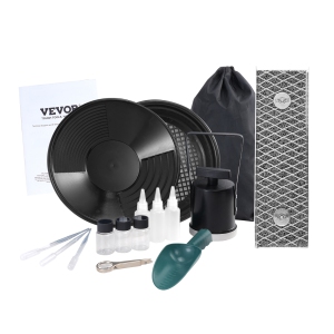 VEVOR 12inch Mini Sluice Box Gold Panning Kit, Aluminum Alloy Gold Mining, 16 PCS Gold Prospecting Kit with Gold Pan, Separating Magnet, Classifier Screen, Drawstring Backpack