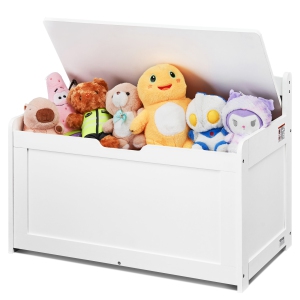 VEVOR Wooden Toy Chest for Kids, Toddler Toy Storage Box with Flip-Top Lid and Safety Hinge, 32.68 x 17.91 x 24.02" Large Kids Storage Bench for Playroom, Living Room, White