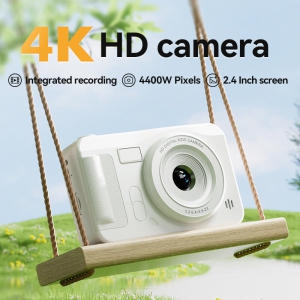White 40-megapixel HD digital camera - 1080P video recording, 8x zoom, auto focus, compact design, retro camera portable CCD card machine mini (32GB)