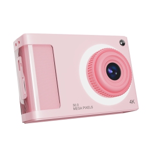 [Pink] HD CCD digital camera for students, anti-shake, compact and portable, retro travel camera card 32G memory card
