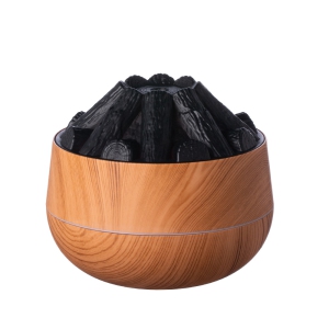 Atmosphere night light humidifier simulation charcoal fire humidifier USB fog flame humidifier (light wood grain)