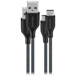 Insignia 1.8m (5.9 ft.) Braided USB-C to USB-A Cable (NS-MCA6CAB2-C) - 2 Pack - Charcoal - Only at Best Buy