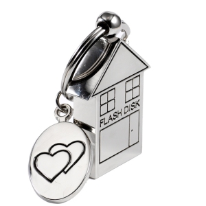 Small House Fashion Metal USB Flash Drive 128GB - Compact shape design, can be used as a keychain accessory, high-speed data storage
