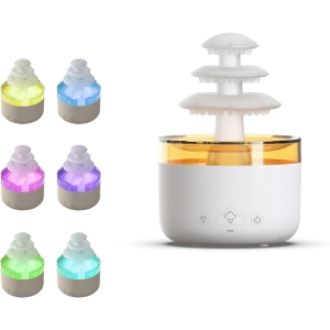 Rain Cloud Humidifier Water Drops, Mushroom Rain Cloud Essential Oil Diffuser, Rain Cloud Night Light with 7 Color Changing Rain for Sleep and Relaxation