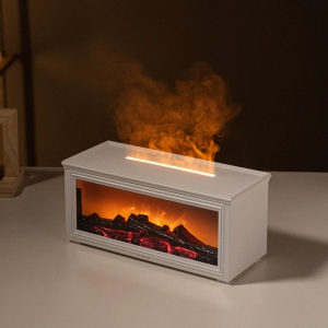 Color Flame Aromatherapy Diffuser USB Plug-in Home Office Desktop Colorful Aromatherapy Humidifier - White
