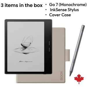 BOOX Go 7 (Black) + InkSense Plus Stylus + Beige Magnetic Cover Case with Pen Holder