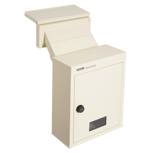 VEVOR 12.5x6.3x16.9" Through The Wall Drop Box, Heavy Duty Steel Through the Wall Mailbox with 2.8-7.9" 13" Combination Lock, Mail Drop Box, Beige
