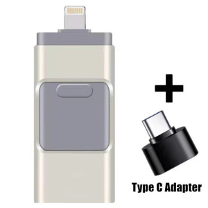 Multifunctional flash drive USB 3.0 Type-C for Android/iPhone/computers Small, durable, portable, high-capacity storage device (silver 128GB)