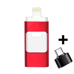 Multifunctional flash drive USB 3.0 Type-C for Android/iPhone/computers Small, durable, portable, high-capacity storage device (red 64GB)