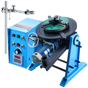 VEVOR 50KG Rotary Welding Positioner, 0-90° Welding Positioning Turntable Table 0.5-6RPM 120W, with 12.4 Inch 3-Jaw Lathe Chuck & Welding Torch Stand Holder for Cutting, Grinding