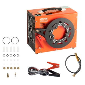 VEVOR 4500PSI/30Mpa Portable PCP Airgun Compressor with Built-in Power Converter, Auto-Stop | DC12V/AC120V | Oil & Water-Free Air Rifle, Paintball and Scuba Tank Compressor Pump