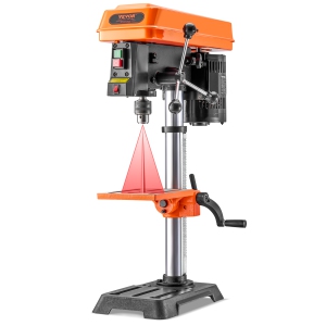 VEVOR 10 in Benchtop Drill Press, 6.2A Induction Motor, Tabletop Drilling Machine with 610 / 940 / 1500 / 2150 / 2800 RPM Adjustable Speed, 0-45° Tilting Worktable, LED Work Light