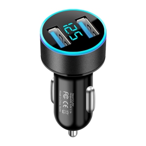 Universal car charger – 5V/3.1A output, LED light and voltage display, compatible with 12V/24V