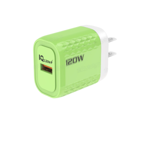 Green stylish 120W charger fast charging adapter – 120W high speed | Multiple protections | Smooth design | Single USB port, suitable for various occasions