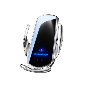 Intelligent Infrared Induction Car Holder, Dual Mode Charging (Wireless + Magnetic) - Steady Grip, Suitable for Bumpy Roads, 360° Viewing Angle (Silver)