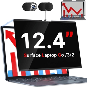 Surface Laptop Go 12.4 inch Privacy Screen, Anti Blue Light Sliding Camera Cover Magnetic Privacy Screen