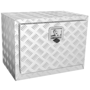 VEVOR 24"×14"×16" Underbody Truck Box, Pickup Storage Box, Heavy Duty Aluminum Diamond Plate Tool Box with Lock and Keys, Waterproof Trailer Storage Box with T-Handle Latch for Van