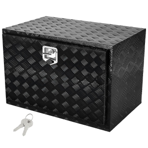 VEVOR 48" x 17" x 18" Underbody Truck Box, Pickup Storage Box, Heavy Duty Aluminum Diamond Plate Tool Box with Lock and Keys, Waterproof Trailer Storage Box with T-Handle Latch