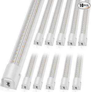VEVOR 10 Pack LED Shop Light, 4 FT, 40W Linkable Shop Light Fixture, 6500 LM Ceiling Lights 59 in Power Cords with ON/OFF Switch 48 in Connector Cables, for Garage Warehouse Home