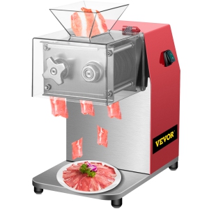 VEVOR 850W Commercial Meat Cutting Machine, 551 Lbs/H Meat Shredding Machine,3.5mm Blade Electric Meat Cutter, Stainless Steel Restaurant Food Cutter, for Kitchen Supermarket, Red