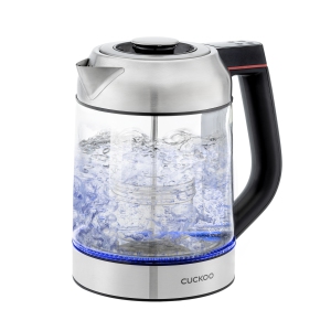 CUCKOO CK-G170BS Electric Glass Kettle with Tea Infuser with 7 Temperature Ranges, 7 LED Lights, 1.7 Liters (Stainless Steel)