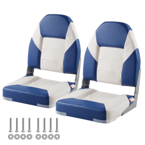 VEVOR 21.85" High Boat Seats, Back Boat Seat, Folding Boat Chair with Thickened Sponge Padding and Hinge, Fold-Down Boat Captain Chairs for Fishing Boat, Sightseeing Boat, 2-Pack