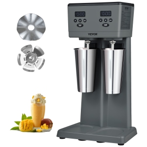VEVOR 375W x 2 Milkshake Maker, Electric Milkshake Machine, Commercial Double Heads Drink Mixer Blender, LED Intelligent Microswitch, 3-Speed Milkshake Mixer with 2 x 820 ml Cups