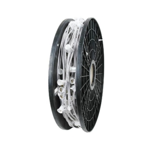 Novelty Lights 250 Foot C7 Christmas Stringer Bulk Reel, White Wire, 12" Spacing, Candelabra Base (C7/E12), SPT-1 8 AMP Wire