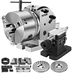 VEVOR 5Inch Dividing Head BS-0 3 Jaw Chuck Dividing Head Set Precision Semi Universal Dividing Head for Milling Machine Rotary Table Tailstock Milling Set (5 Inch Chuck)
