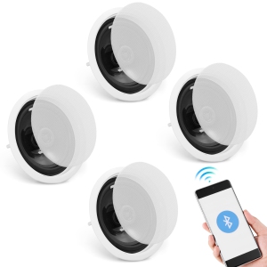 VEVOR 4 PCs 6.5'' Bluetooth in Ceiling Speakers, 150W, Flush Mount Ceiling & in-Wall Speaker System with 8ΩImpedance 89dB Sensitivity, for Home Kitchen Living Room Bedroom