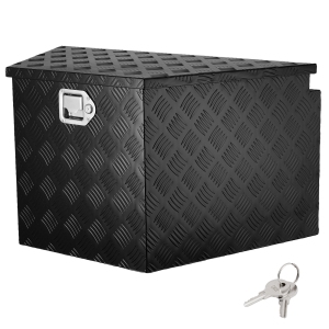 VEVOR 33"x19"x18" Trailer Tongue Box, Aluminum Alloy Diamond Plate Tongue Box Tool Chest, Trailer Box Storage with Lock and Keys, Trailer Tongue Box for Pickup Truck, RV, Trailer