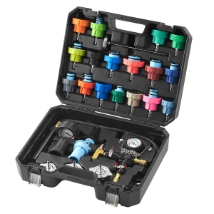 VEVOR 28 pcs Universal Radiator Pressure Tester Kit, Coolant Pressure Tester Kit with Pump and Color-coded Test Caps, Coolant Vacuum Refill kit for Cars Motorcycles Trucks Cooling