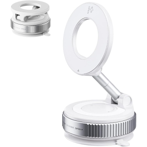 Magnetic Vacuum Car Phone Holder 360 Degree Rotating Navigation Holder (White)