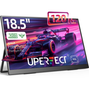 UPERFECT 18.5" 120Hz FreeSync Portable Monitor, 1080P 100% sRGB FHD IPS HDR Gaming Display with VESA & Stand, Ultra-Slim & Lightweight Frameless