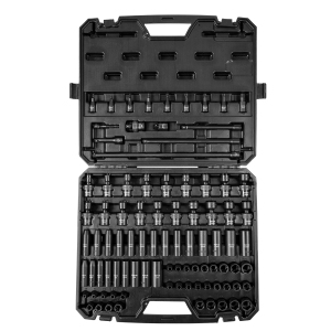 VEVOR 3/8" Drive Impact Socket Set, SAE 1/4"-3/4" and Metric 6-19mm 90 Piece Socket Set, 6 Point Cr-Mo Alloy Steel,Includes Extension Bars Universal Joint Adapter Lock Storage Case