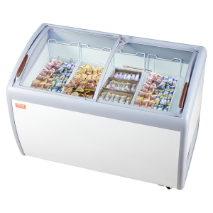 VEVOR 12.8 Cu.ft Commercial Ice Cream Display Case, Mobile Glass Freezer, Restaurant Gelato Dipping Cabinet with 4 Wire Baskets, 2 Sliding Glass Doosr, Locking Casters, White