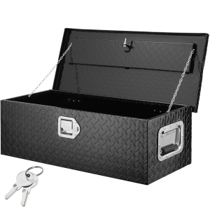 VEVOR 30"x13"x9.6" Heavy Duty Aluminum Truck Bed Tool Box, Diamond Plate Tool Box with Side Handle and Lock Keys, Storage Tool Box Chest Box Organizer for Pickup, Truck Bed, Black