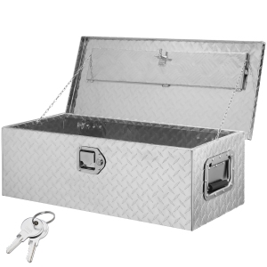 VEVOR 30"x13"x9.6" Heavy Duty Aluminum Truck Bed Tool Box, Diamond Plate Tool Box with Side Handle and Lock Keys, Storage Tool Box Chest Box Organizer for Pickup, Truck Bed, Silver