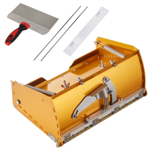 VEVOR 10-Inch Wide Drywall Flat Box, Quick Clean, Aluminum Finishing Mud Box for Plasterboard, Wallboard, Sheetrock, Bonus Mudguard, Extra 2 Stainless Steel Blades (10/12-Inch)