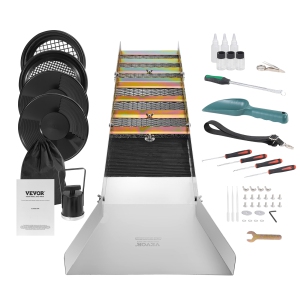 VEVOR Gold Panning Kit With Sluice Box, 50" Aluminum Gold Mining Equipment, 23 PCS Gold Prospecting Kit with Gold Pan, Classifier Screen, Separating Magnet, Drawstring Backpack