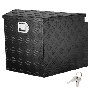 VEVOR 29"x16.2"x18"Trailer Tongue Box, Aluminum Alloy Diamond Plate Tongue Box Tool Chest, Heavy Duty Trailer Box Storage with Lock and Keys, Utility Trailer Tongue Box for RV